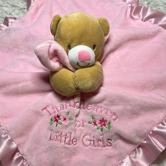 Baby Starters Bear Lovey Thank Heaven For Little Girls Security Blanket Satin - Picture 2 of 4